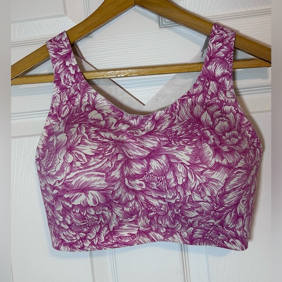 Lululemon Enlite running supportive floral white pink sports bra- 34E - Picture 3 of 11